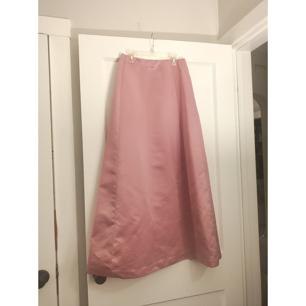 Donna Morgan Vintage Y2K Pink Satin Maxi Skirt Size 6 Formal A-Line